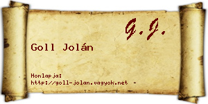 Goll Jolán névjegykártya